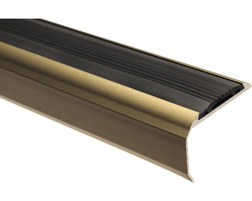 Protecție treaptă aluminiu 1000x39x26,5 mm bronz Profil de margine de scară din metal cu inserție de cauciuc
