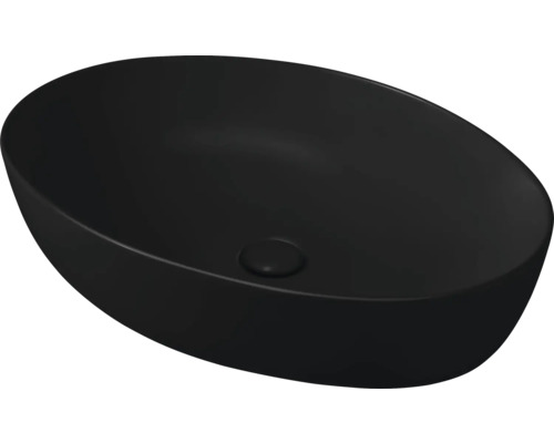 Lavoar ceramic negru, montat pe blat