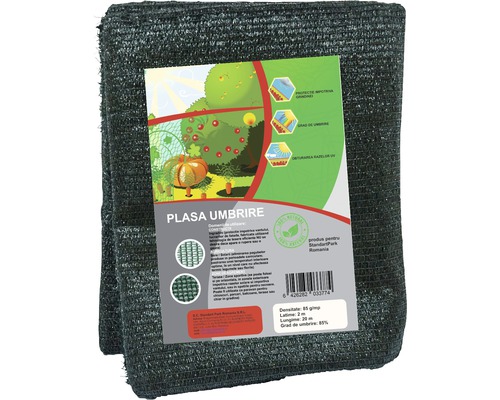 Plasă de umbrire ambalată 2x20 m 85g/mp grad de umbrire 85% Plasă de umbrire ambalată 2x20 m 85g/mp grad de umbrire 85%