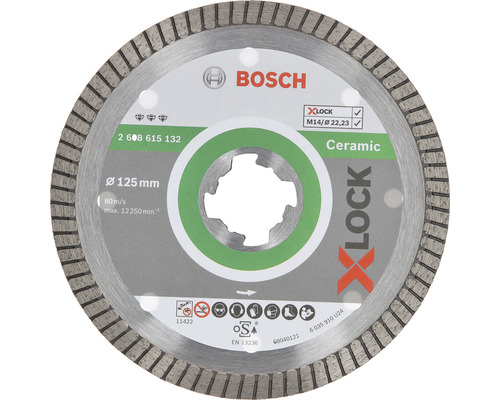 Disc diamantat Bosch Zubehör Ceramic ExtraClean Ø125x22,23 mm, pentru mandrină X-LOCK System