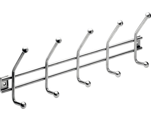 Cuier de perete cu 5x2 cârlige Hettich Modern 452x160x60 mm, oțel inoxidabil