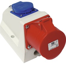 Priză dublă trifazică PCE (1 CP + 1 trifazată) 32A, montaj aplicat, pentru exterior IP44