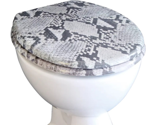 Toaletă cu capac de toaletă cu aspect de piele de șarpe