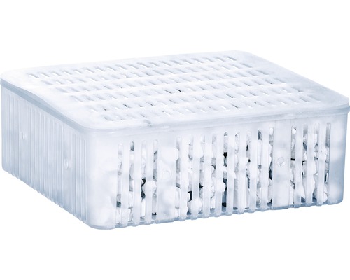 Absorbant de umiditate cu granule într-un recipient de plastic