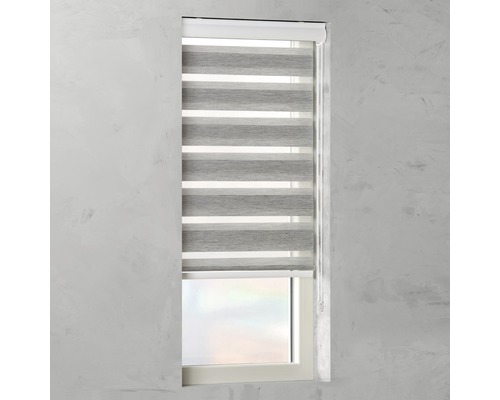 Fereastră cu rulou dublu gri-alb pentru decorarea ferestrelor și reglarea luminii