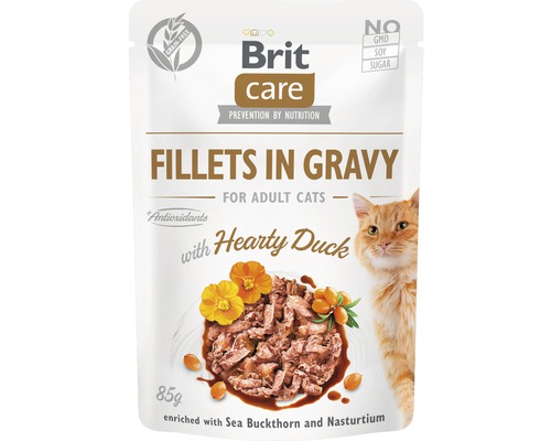 Hrană umedă pentru pisici Brit Care Adult file rață în sos 85 g