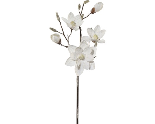 Floare artificială Magnolie cu zăpadă, 92 cm