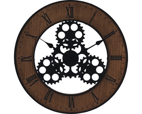 Ceas de perete Industrial negru/maro Ø 57 cm