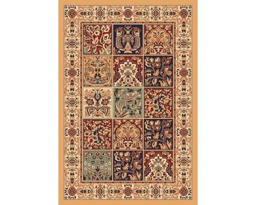 Covor cu modele florale în diverse pătrate și cu bordură