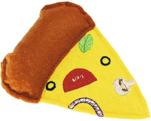Jucărie textilă pentru pisici, model pizza, 10,5 cm