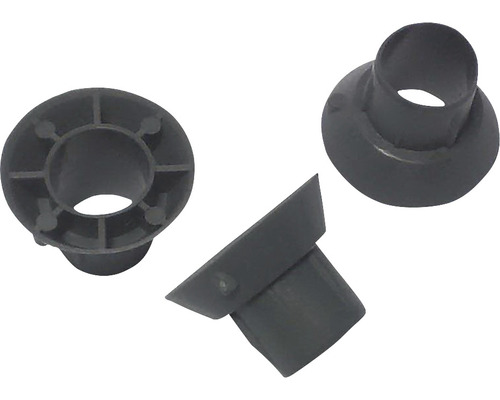 Distanțier TMAX bucșă plasă sudată montat cofrag tip peri Ø22 mm 100 bucăți Trei vederi ale unui conector de țeavă din plastic