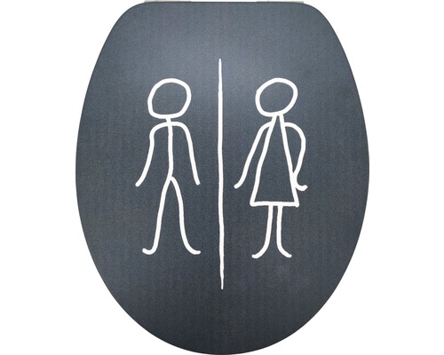 Capac WC cu model form & style Man & Woman MDF închidere lentă gri 46,2x36,5 cm