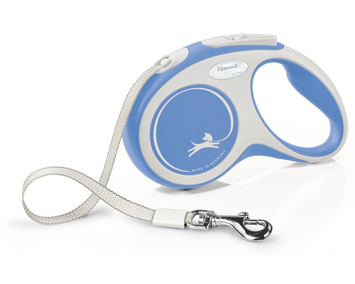 Lesă retractabilă Flexi cu bandă și cârlig de carabină pentru câini