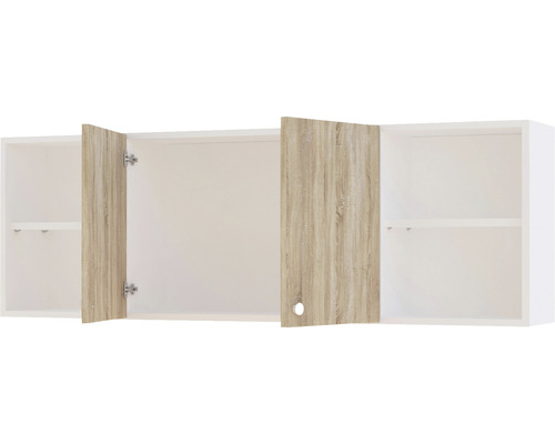 Dulap de bucătărie suspendat cu două uși parțial deschise