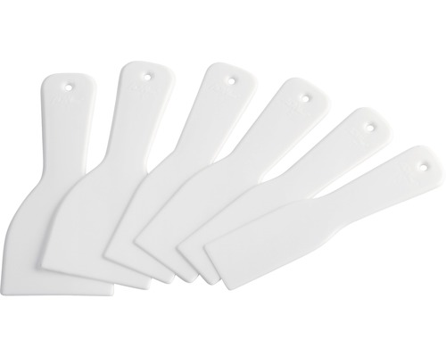 Șase spatule albe din plastic