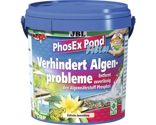Soluţie anti-alge JBL PhosEx Pond Filter 1kg JBL PhosEx Pond Filter pentru prevenirea algelor într-o găleată albastră