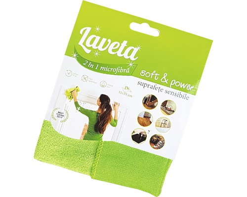 Lavetă universală microfibră Tottex 32x35 cm, o parte abrazivă & o parte soft