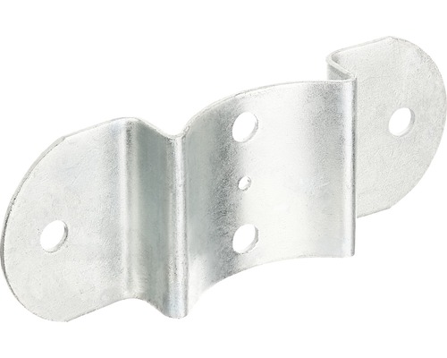 Clemă montaj profil lemn rotund Alberts 180x70 mm, pentru garduri, oțel zincat Colier metalic pentru conducte cu găuri de fixare