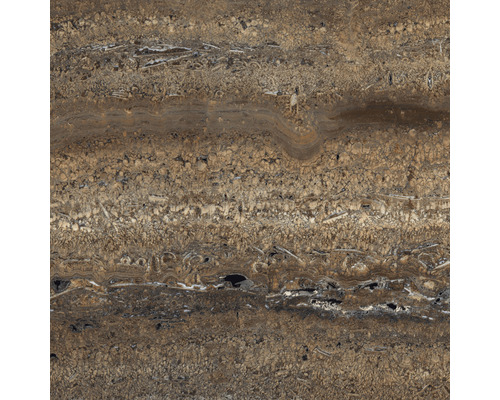 Prim-plan al unei plăci de travertin cu modele și texturi naturale