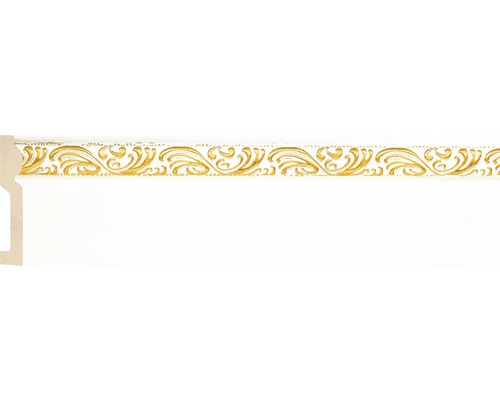 Plintă decorativă albă cu model auriu 240x8,8x1,4 cm
