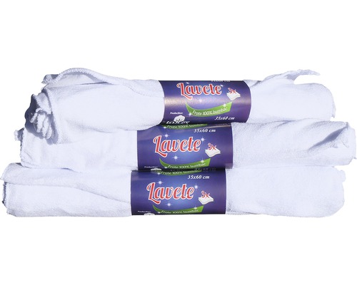 Trei role de cârpe albe din bumbac, fiecare de 35 pe 60 centimetri