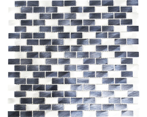 Mozaic aluminiu XAM 431 mix negru 30,5x32,5 cm Placă de mozaic cu elemente dreptunghiulare