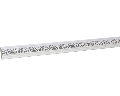 Profil decorativ alb/argintiu 240x4x1,5 cm