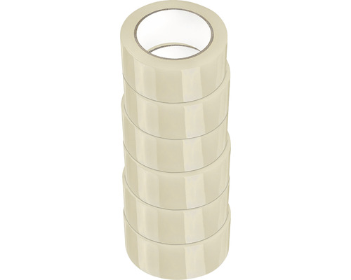 Stivă de șase role de bandă adezivă transparentă pentru ambalare