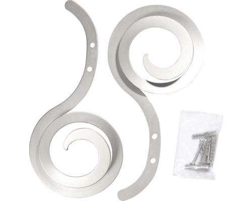 Două suporturi metalice spiralate pentru jardiniere cu șuruburi pentru montare pe perete