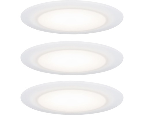 Spoturi LED încastrate Suon 6,5W 480 lumeni IP44, 2700K variabile, Ø90 mm, alb satinat, pachet 3 bucăți