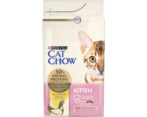 Hrană uscată pentru pisici PURINA Cat Chow Kitten cu pui 1,5 kg Purina Cat Chow Kitten hrană uscată în sac cu aromă de pui