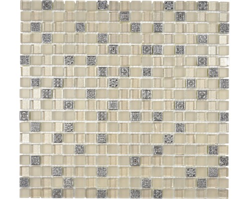 Mozaic sticlă-piatră naturală XCM M950 argintiu 30,5x32,2 cm