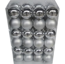 Pachet cu globuri argintii de Crăciun cu aspect mat și lucios