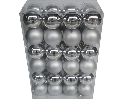 Pachet globuri din plastic, ø 8 cm, argintiu Pachet globuri din plastic, ø 8 cm, argintiu