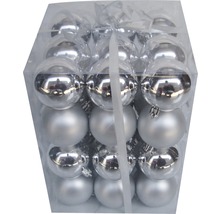 Pachet globuri din plastic, Ø 6 cm, argintiu, 36 buc.-thumb-0 Pachet globuri din plastic, Ø 6 cm, argintiu, 36 buc.-thumb-0