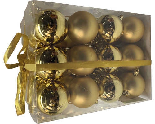 Pachet de globuri aurii de Crăciun cu fundă