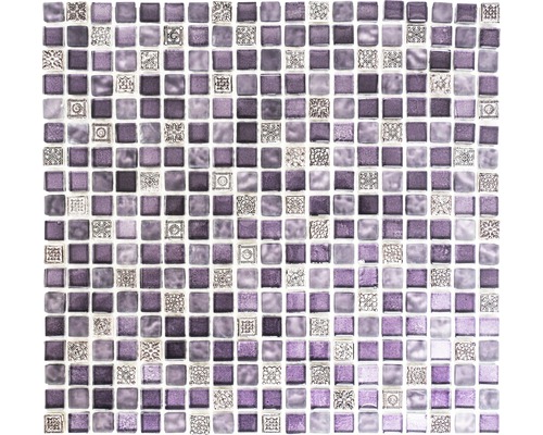 Mozaic sticlă-piatră naturalăXCM M970 lila 30,5x32,2 cm