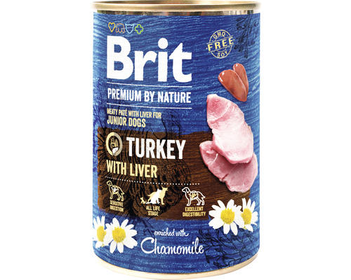 Hrană umedă pentru câini Brit Premium by Nature Junior cu curcan și ficat fără cereale 400 g