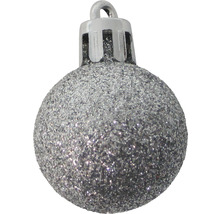 Glob de Crăciun argintiu cu sclipici