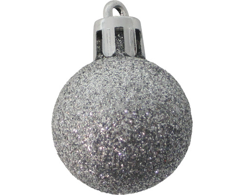 Glob de Crăciun argintiu cu sclipici