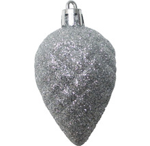 Ornament de pom de Crăciun argintiu, sclipitor, în formă de picătură