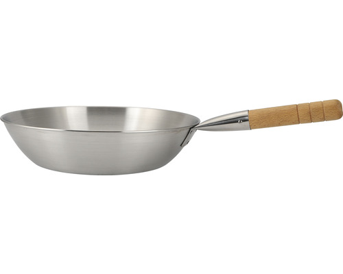 Wok din aluminiu cu mâner din lemn