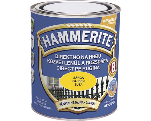 Email pentru metal Hammerite lucios, galben 0,75 l