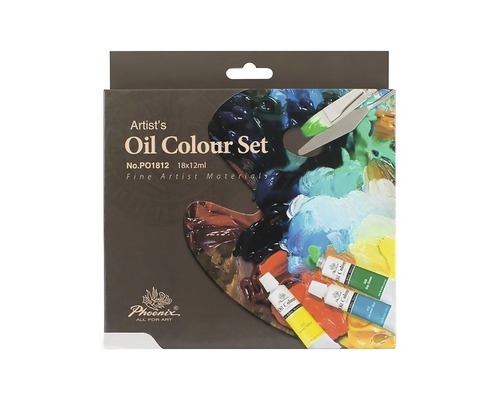 Phoenix Set de culori de ulei pentru artisti, 18 tuburi de 12 ml
