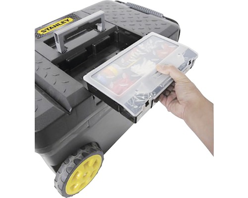 Cutie de scule Stanley cu roți și cutie de piese mici detașabilă