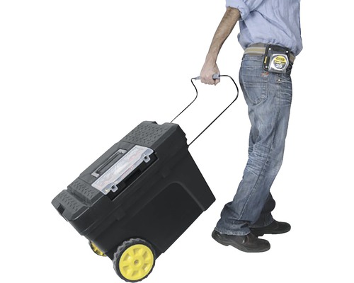 Troller valiză cu roți galbene în uz