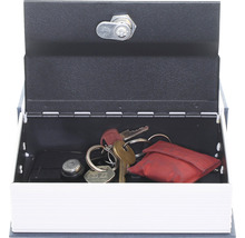 Seif deschis în formă de carte cu chei