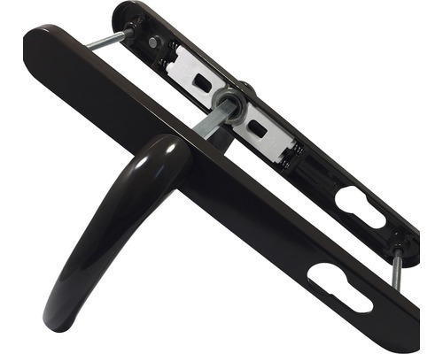 Mânere ușă cu șild Omega 92/234 mm maro, pentru cilindru, tâmplărie PVC/aluminiu Mâner de fereastră metalic
