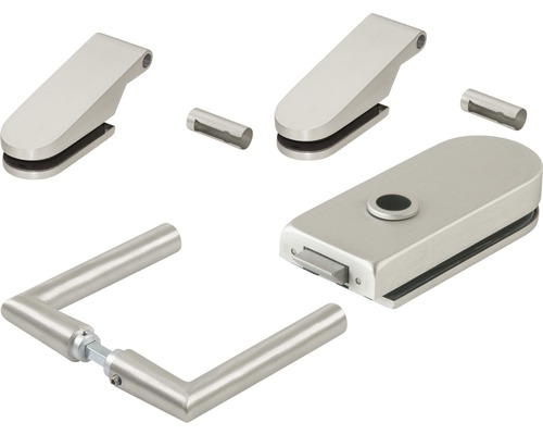 Set de feronerie pentru uși din sticlă cu mâner și cutie de închidere