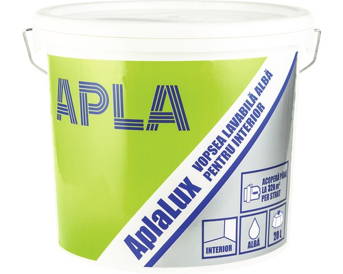 Vopsea lavabilă pentru interior AplaLux albă 20 l Găleată cu vopsea lavabilă albă de interior